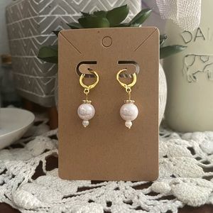 *3 for $20* Light Pink Round Glass Beaded Dangle Huggie Hoop Earrings